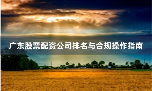 广东股票配资公司排名与合规操作指南